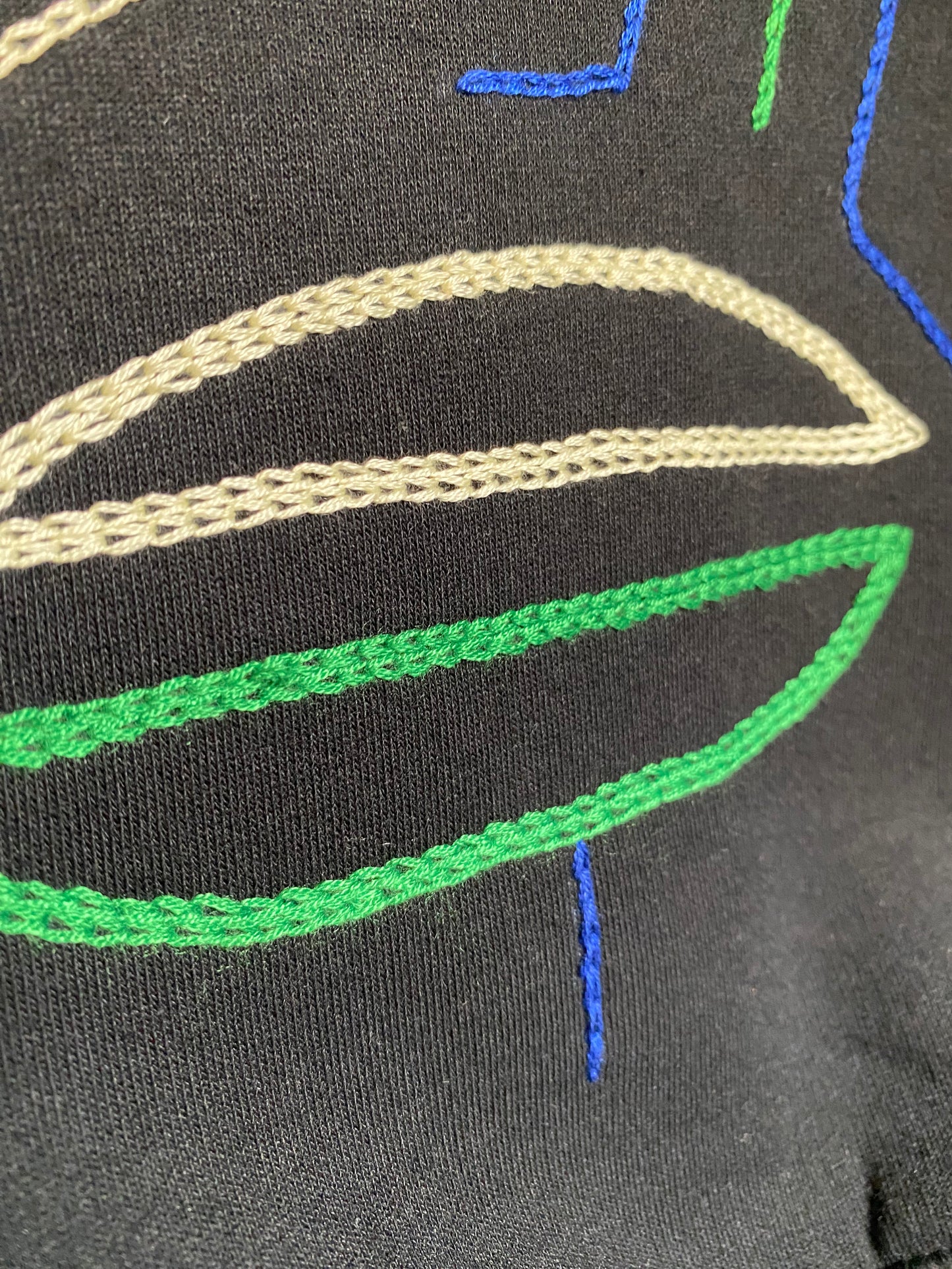 HOMME - Sweat noir brodé bleu & vert