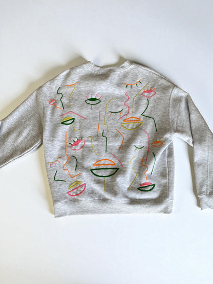 FEMME - Sweat gris brodé multicolore