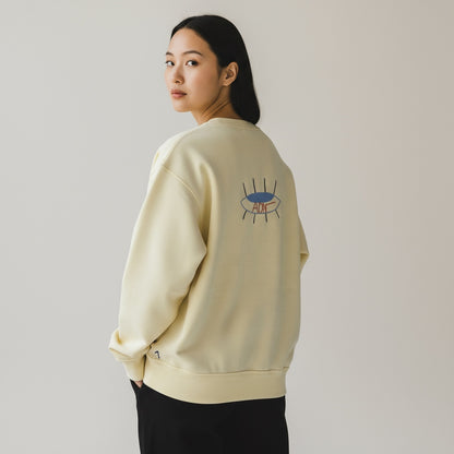 FEMME - Sweat jaune brodé bleu