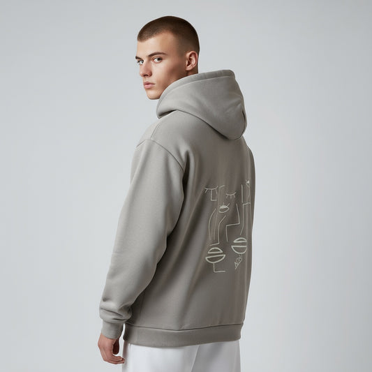 HOMME - Sweat marron clair brodé beige