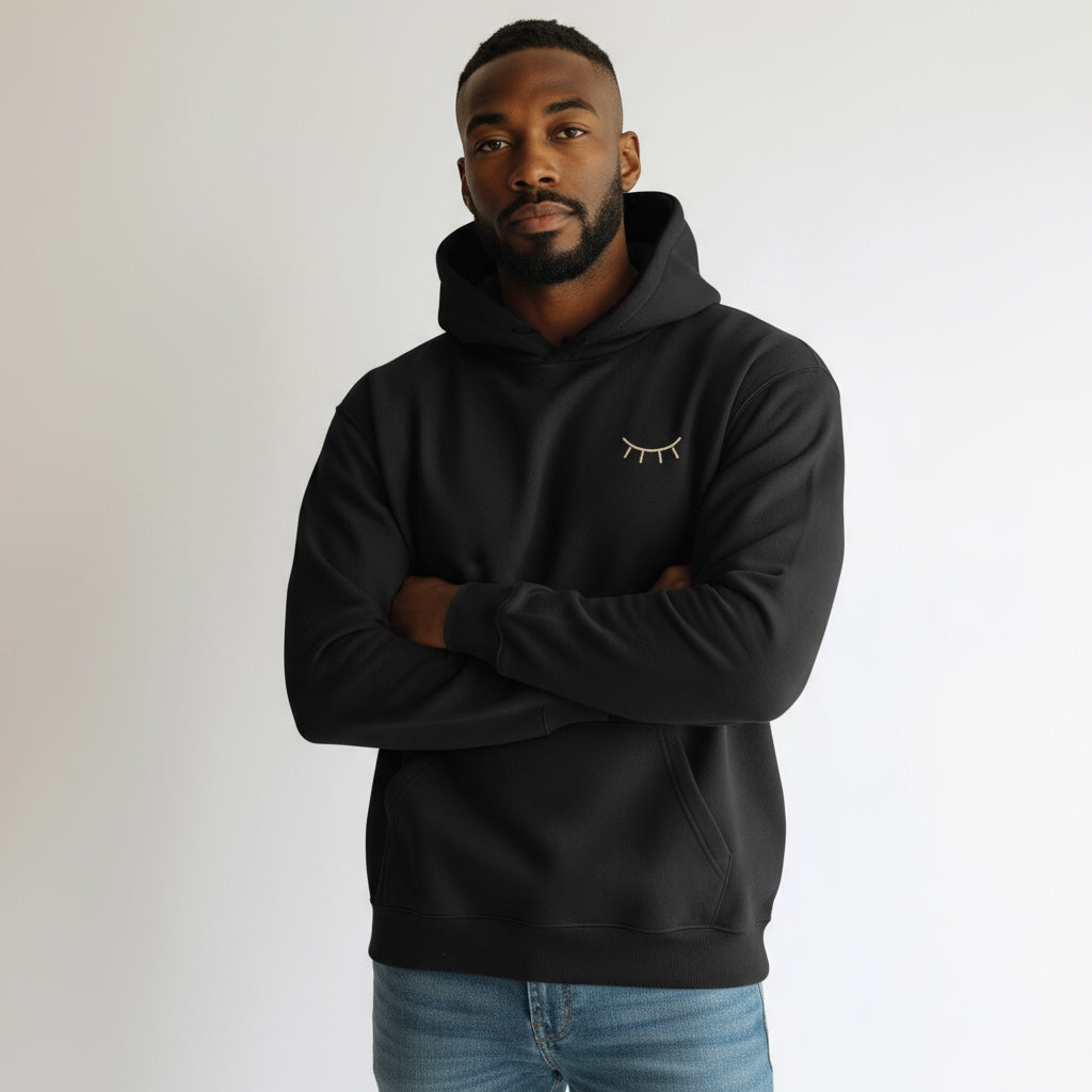 HOMME - Sweat noir brodé blanc