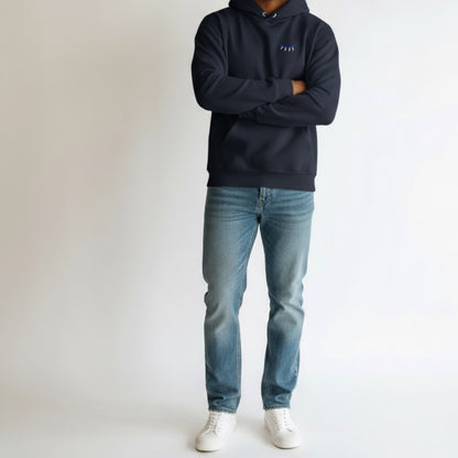 HOMME - Sweat noir brodé bleu & beige