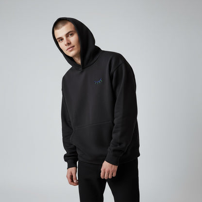 HOMME - Sweat noir brodé bleu & vert