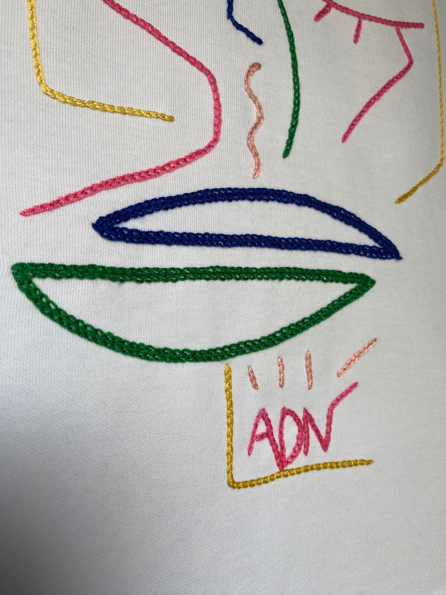 FEMME - t-shirt blanc broderies colorées