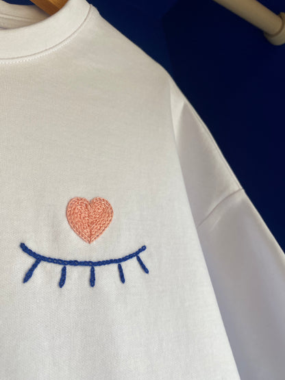 FEMME - t-shirt blanc broderies colorées