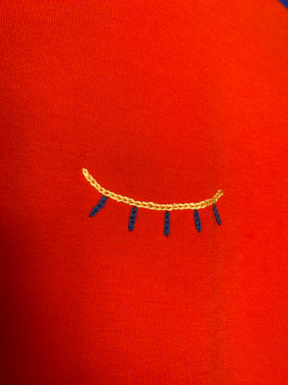FEMME - t-shirt rouge broderies colorées