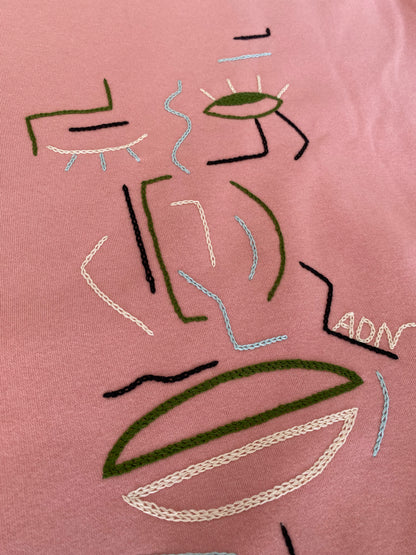 HOMME - Sweat saumon brodé bleu & vert & noir
