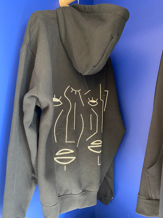 HOMME - Sweat noir brodé blanc