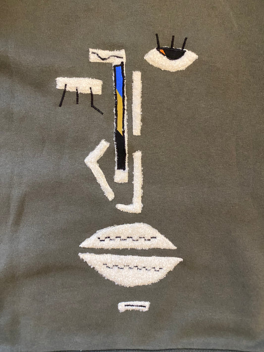 HOMME - sweat kaki détails moumoute