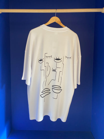 HOMME - T-shirt blanc brodé noir