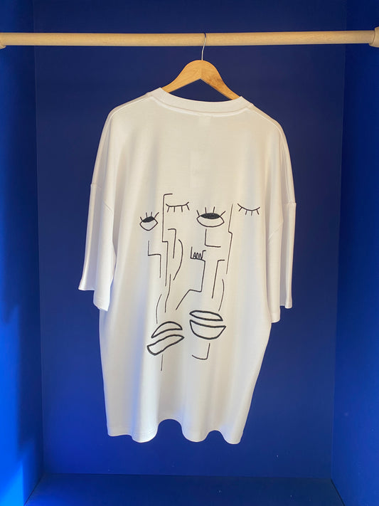 HOMME - T-shirt blanc brodé noir