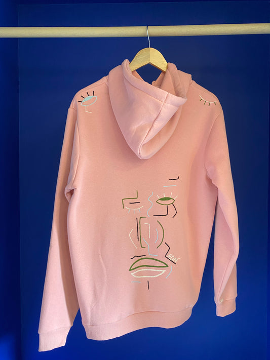 HOMME - Sweat saumon brodé bleu & vert & noir