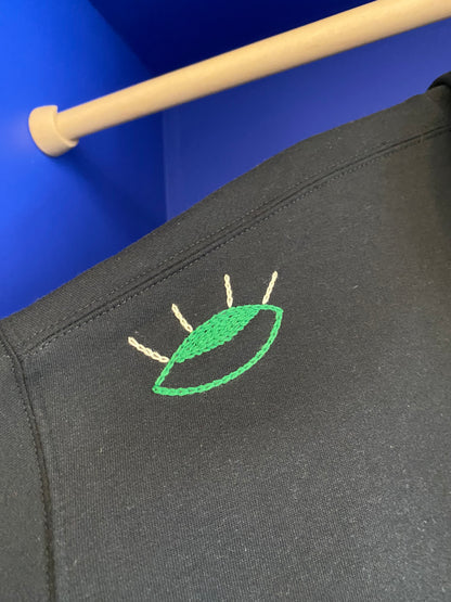 HOMME - Sweat noir brodé bleu & vert