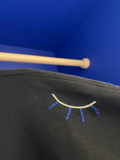 HOMME - Sweat noir brodé bleu & vert