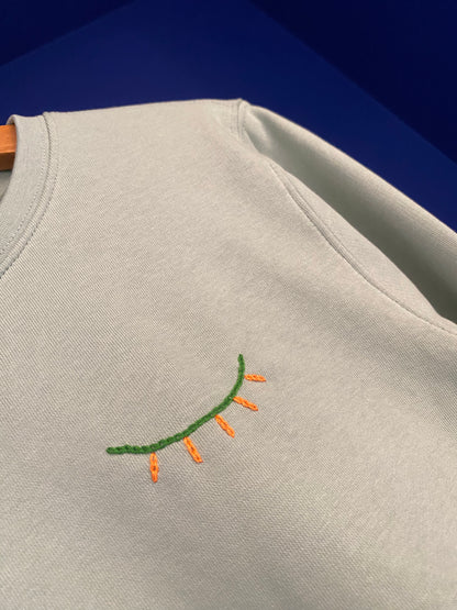 Sweat ado menthe broderies colorées