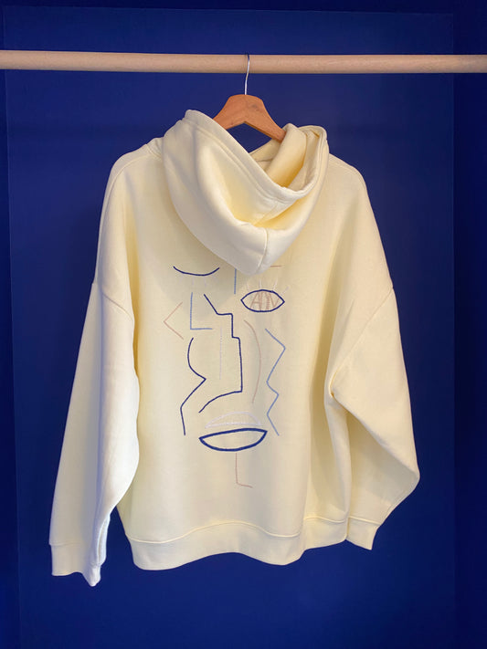MIXTE - Sweat jaune brodé bleu & beige