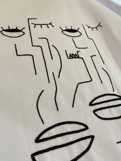 HOMME - T-shirt blanc brodé noir