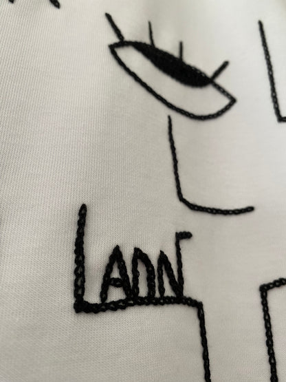 HOMME - T-shirt blanc brodé noir